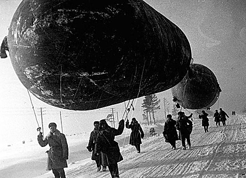拦河坝,气球,靠近,莫斯科,苏联,二战,艺术家,未知