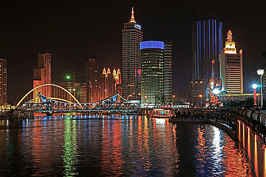 天津海河风光夜景