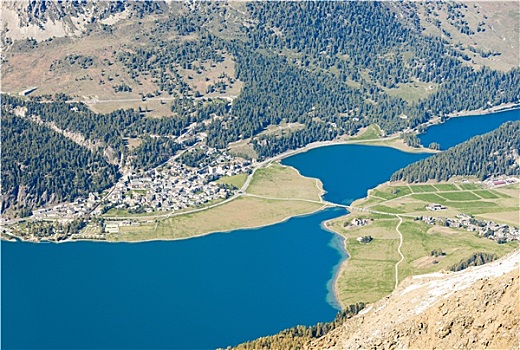 蓝色,瑞士,高山湖
