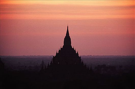 缅甸,黎明,上方,庙宇,蒲甘
