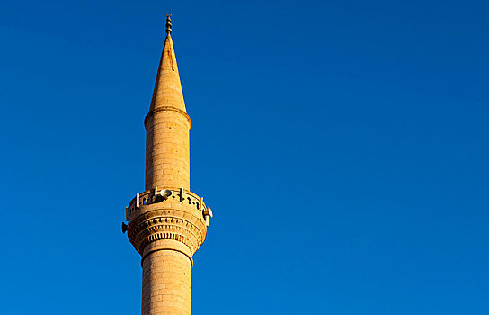 尖塔,清真寺,突出,蓝天,卡帕多西亚,土耳其,亚洲