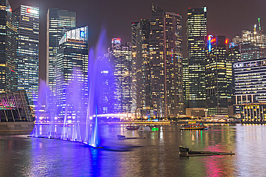 正面,市区,中心,金融区,夜晚,新加坡,亚洲