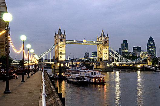 塔,桥,河,泰晤士河,夜晚,伦敦,英格兰,英国,欧洲