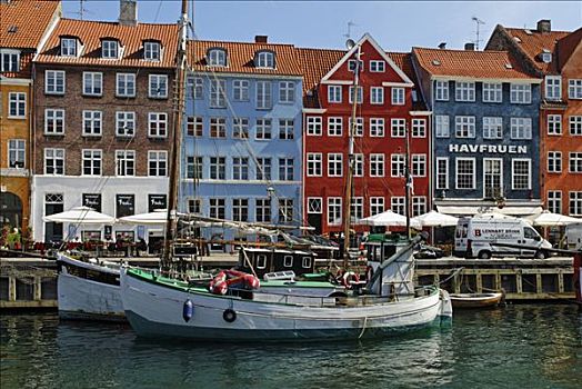 历史,船,渔船,纽哈温运河,港口,哥本哈根,丹麦,斯堪的纳维亚,欧洲