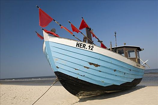 渔船,赫陵斯朵福,海滨胜地,梅克伦堡前波莫瑞州,德国,欧洲