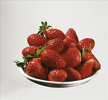 堆,草莓,白色,碗