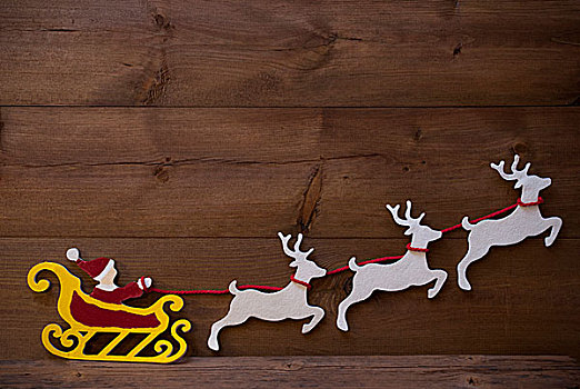 圣诞老人,雪撬,驯鹿,圣诞装饰,留白