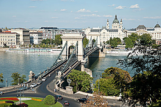 城市,链索桥,布达佩斯,匈牙利