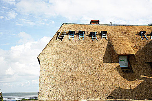 尚未完成,茅草屋顶,房子,德国