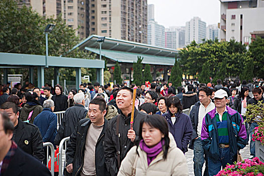 拥挤,接近,黃大仙祠,春节,香港