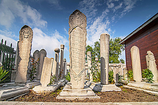 墓碑,墓地,清真寺,伊斯坦布尔,土耳其