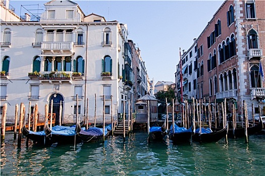 船,停放,正面,建筑,大运河,威尼斯