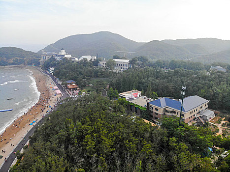 航拍辽宁大连棒棰岛宾馆风景区