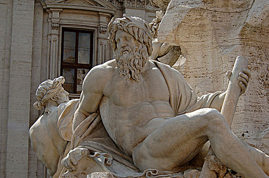 喷泉,广场,纳维纳,罗马,意大利,欧洲