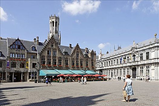钟楼,市民,房子,市场,佛兰德斯,比利时