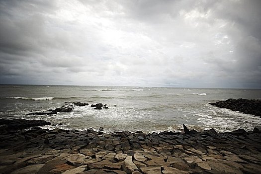 波浪,岸边,特里凡得琅,喀拉拉,印度