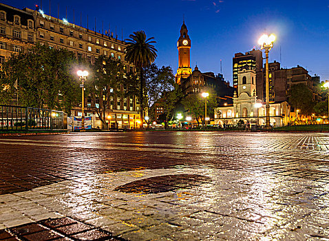 五月广场,黃昏,城市,布宜诺斯艾利斯,阿根廷,南美
