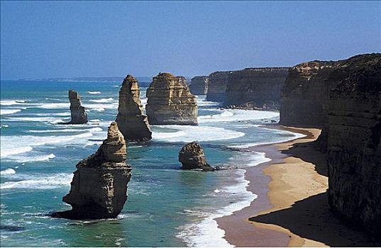 石头,白垩断崖,海岸,峻岸,海洋,道路,维多利亚,澳大利亚
