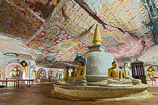 洞穴,国王,丹布勒,庙宇,世界遗产,中央省,斯里兰卡,亚洲