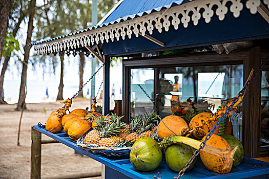市场,水果摊,海滩,毛里求斯