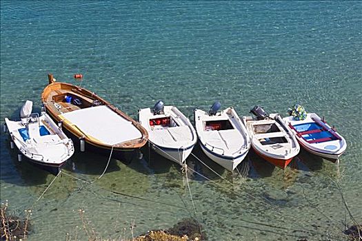 俯拍,摩托艇,停泊,海中,罗得斯,多德卡尼斯群岛,希腊