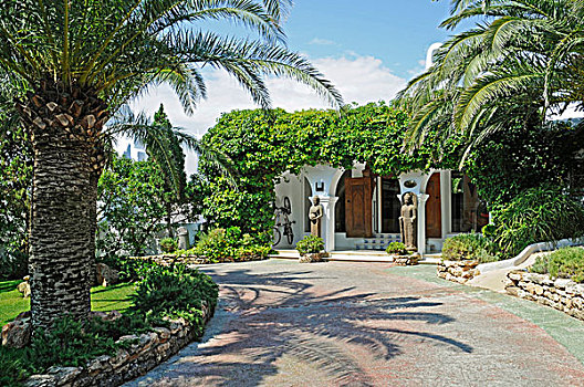 棕榈树,庄园,酒店,伊比萨岛,巴利阿里群岛,西班牙,欧洲