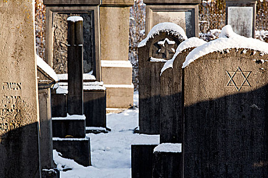 积雪,墓碑,亚琛,北莱茵威斯特伐利亚,德国