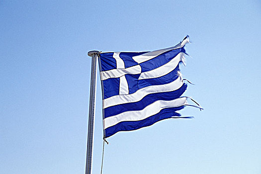 破旧,希腊,国家,旗帜,象征,图像,经济,危机,欧洲