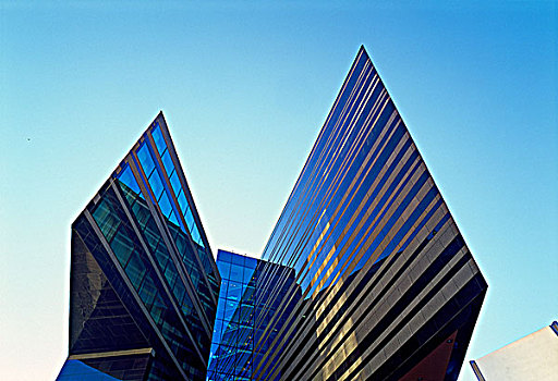 玻璃幕墙,现代建筑,蓝天,仰视
