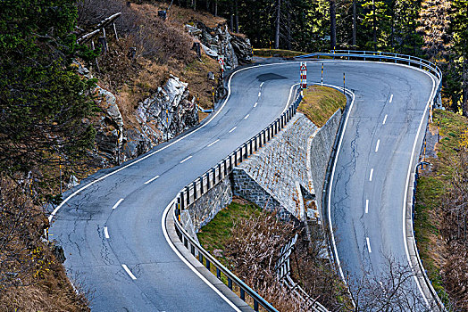 急转弯,弯曲,道路,瑞士,欧洲