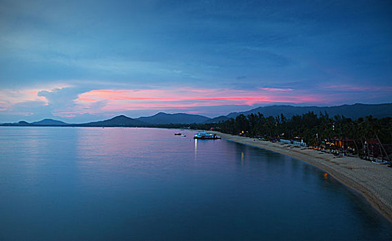 日出,上方,海滩,苏梅岛,泰国