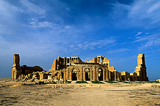 利比亚,地区,萨布拉塔,遗址,罗马,剧院,约会,背影,二世纪