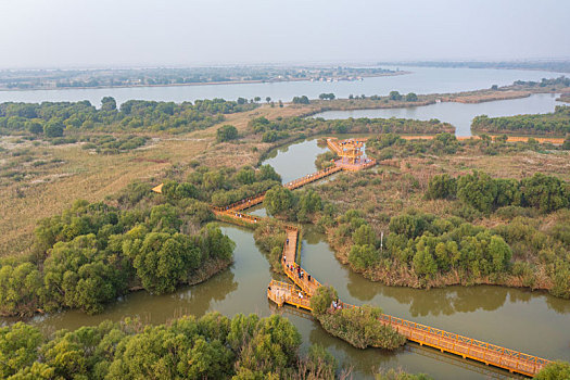 航拍黄河口生态旅游区