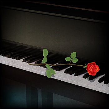 抽象,低劣,深色背景,玫瑰,钢琴