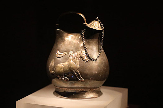 陕西历史博物馆国宝,鎏金舞马衔杯纹银壶
