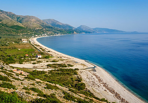 海滩,阿尔巴尼亚,里维埃拉,爱奥尼亚海,欧洲