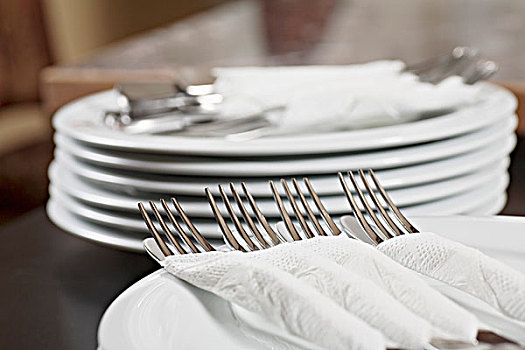 叉子,刀,餐巾纸