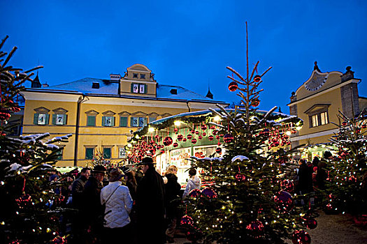 圣诞节,市场,海尔布伦,宫殿,萨尔茨堡,奥地利,欧洲