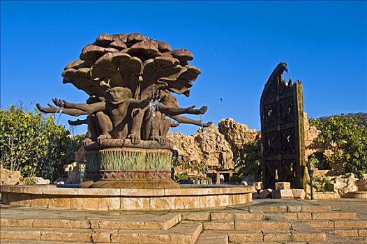 喷泉,酒店,花园,太阳城,南非