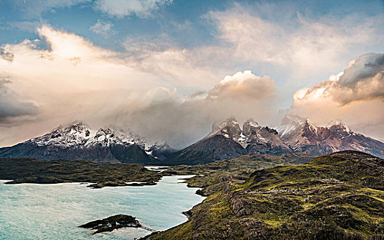 生动,天空,上方,大,托雷德裴恩国家公园,智利