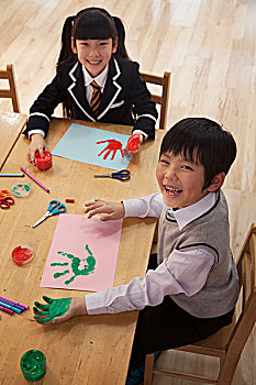 学童,手指画,美术课,北京