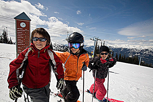 孩子,滑雪者,惠斯勒山,不列颠哥伦比亚省,加拿大