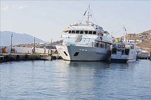 游船,停靠,港口,米克诺斯岛,基克拉迪群岛,希腊