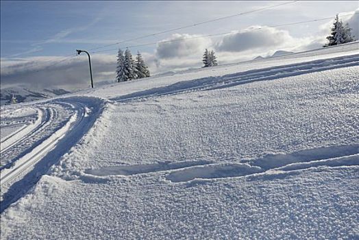 痕迹,滑雪者,阿尔卑斯山,奥地利