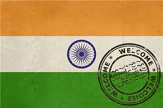 欢迎,印度,旗帜,护照