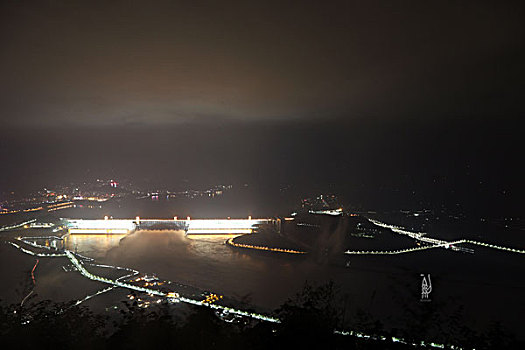 三峡大坝泄洪图