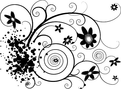 抽象,低劣,花卉图案,黑白