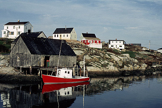 加拿大,新斯科舍省,佩姬湾,靠近,哈利法克斯,彩色,渔村,场景