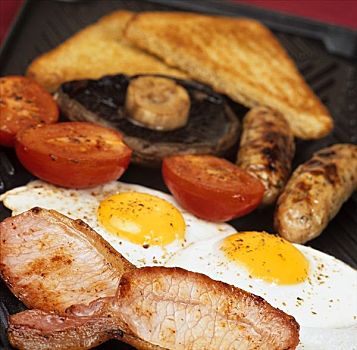 英国,早餐,有机产品,熏肉,蛋