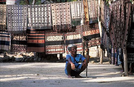 老人,坐,正面,传统,乡村,印度尼西亚,亚洲
